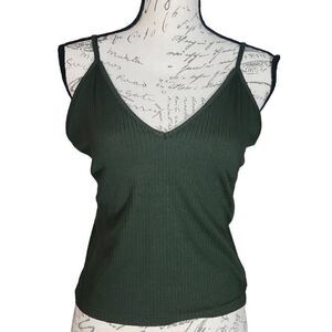 Women's Size XL Olive Green V-Neck Cami Tank Crop Top